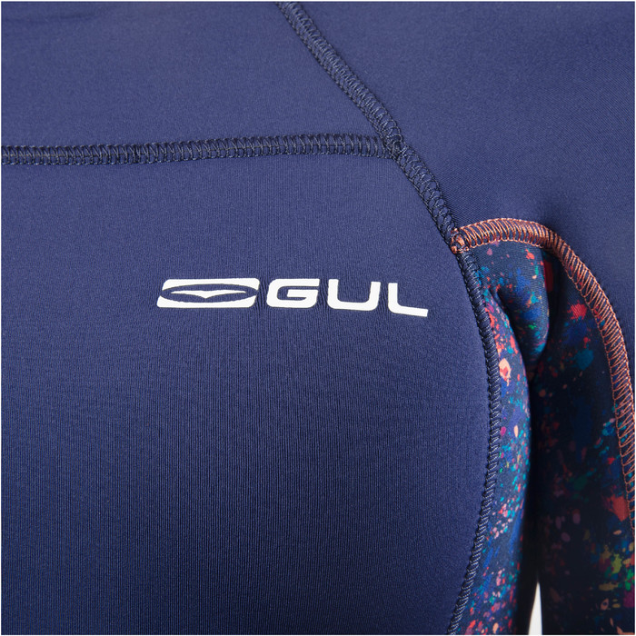 2024 Gul Junior Response 5/3mm GBS Back Zip Wetsuit RE1278-C1 - Blue / Paintsplatter